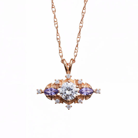 #503 18K Rose Gold Briar Three Stone Necklace