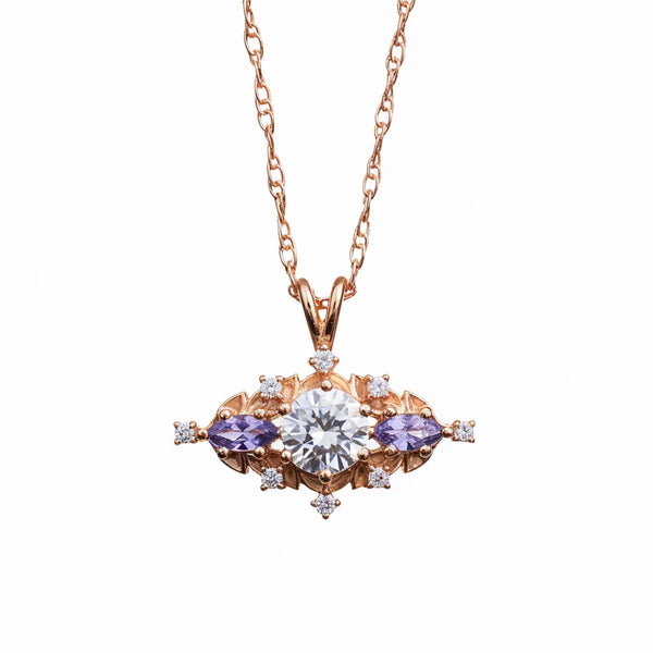 #503 18K Rose Gold Briar Three Stone Necklace