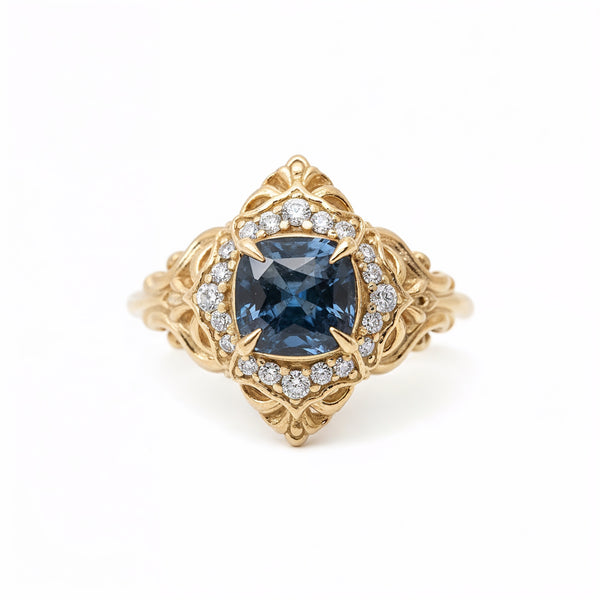 #84 Teal Tourmaline Dusktide Diamond Ring