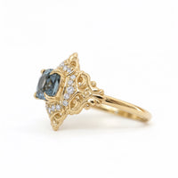 #84 Teal Tourmaline Dusktide Diamond Ring