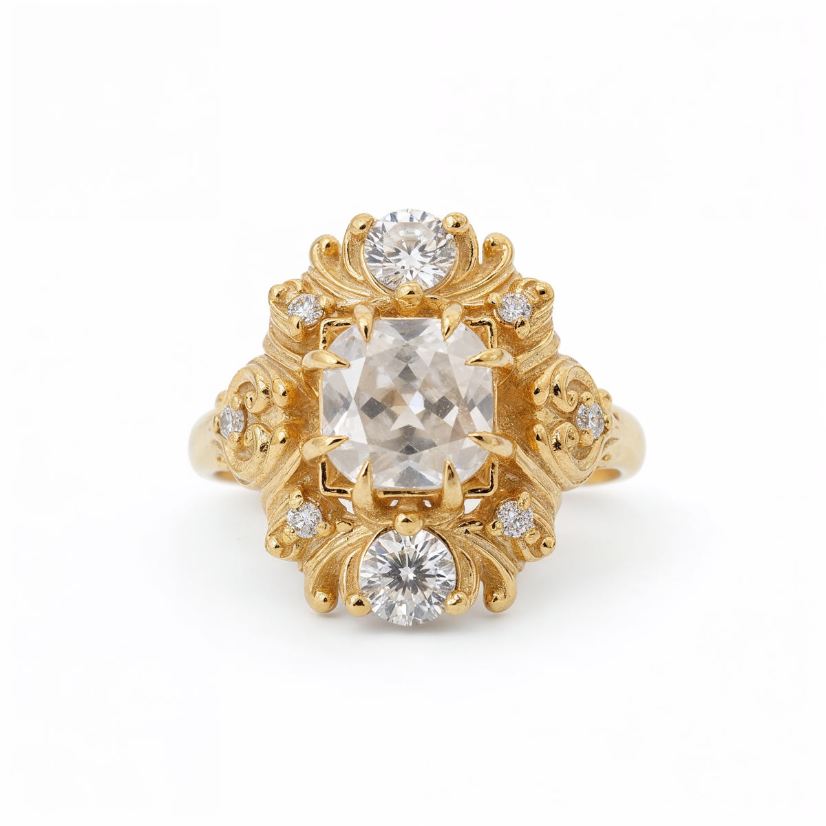 #83 Salt & Pepper Diamond Aurora Crown Ring