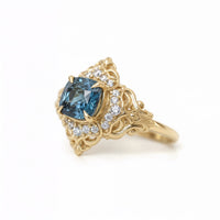 #84 Teal Tourmaline Dusktide Diamond Ring